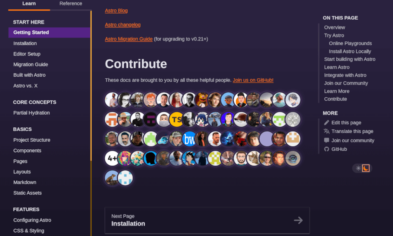 Astro community contributors